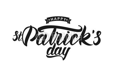 Vector illustration: Hand drawn brush lettering of Happy St. Patrick's Day on white background. Typography design.
