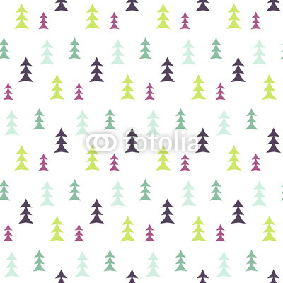 Abstract multicolor pine forest seamless pattern. Vector tree background textile fabric print. Scandinavian simple style.