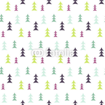 Obrazy i plakaty Abstract multicolor pine forest seamless pattern. Vector tree background textile fabric print. Scandinavian simple style.