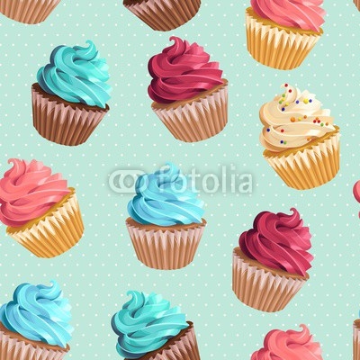 Seamless cupcakes and polka dot