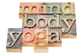 Naklejki mind, body, yoga word abstract