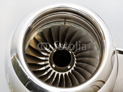 Jet Engine Turbine on a Private Jet Plane