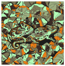 Naklejki Abstraction with two chameleons