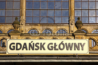 Details of building of Railway station in Gdansk, Poland
