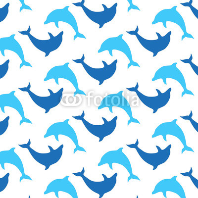 Dolphins background. Seamless texture. Vector art