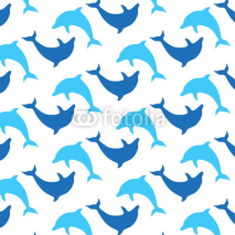 Naklejki Dolphins background. Seamless texture. Vector art
