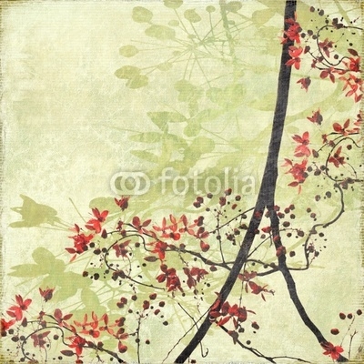 Tangled Blossom Border on Antique Paper