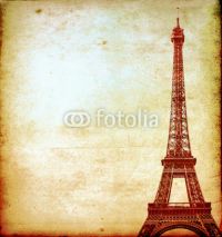 Naklejki Eiffel tower vintage postcard
