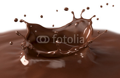 Hot chocolate splash, isolated on white background.