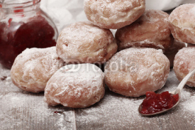 Naklejki Fresh donuts with jam