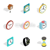 Watches icons, isometric 3d style