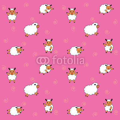 The stance cartoon sheep seamless pattern, vector illustration