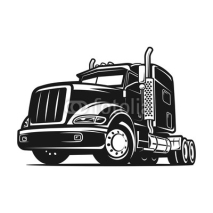 Truck black and white vector illustration