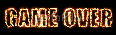 Game Over text from burning letters. Computer game symbol