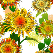 Obrazy i plakaty Seamless pattern with sunflowers