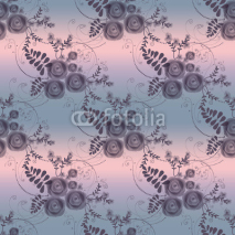 Abstract flowers retro seamless pattern on grey background