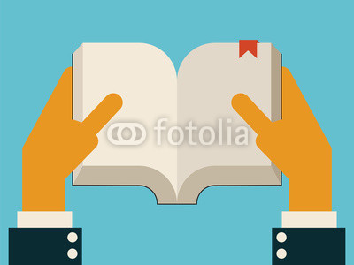 Hands holding open empty book
