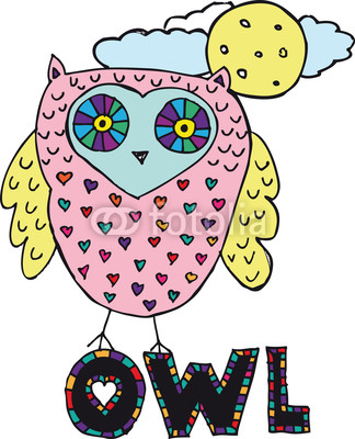 drawing of an owl. vector illustration