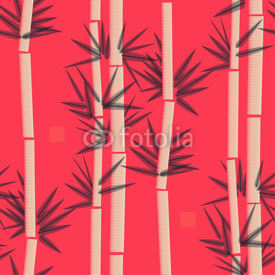 bamboo seamless pattern in black and red shades