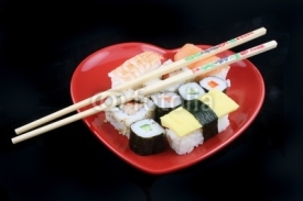 Naklejki Sushi on a Black Background