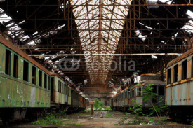 Naklejki Cargo trains in old train depot
