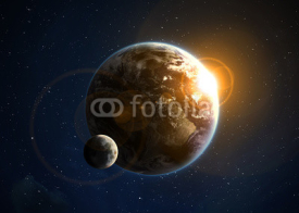 Naklejki Earth with the rising sun
