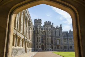 Imposing wing of historic Windsor Castle in England