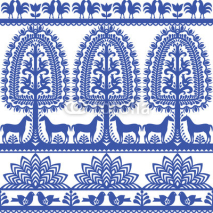 Obrazy i plakaty Seamless floral Polish folk art pattern Wycinanki Kurpiowskie - Kurpie Papercuts