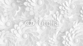 Fototapety Beautiful, elegant paper flower in the style of hand-made on a white wall. 3d illustration, 3d ..rendering.