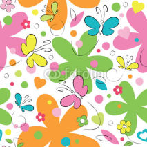 Fototapety butterflies and flowers pattern