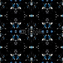 Fototapety Seamless ethnic kaleidoscope pattern. Checks and cross elements. Brown and gray natural tones on black background.