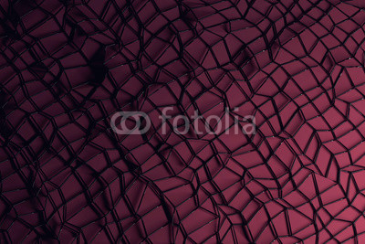 Abstract futuristic background with back glossy wire-frame mesh over dark purple surface. 3d illustration.