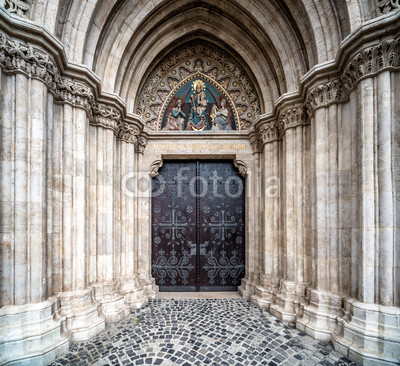 Entrance to the Matthias Church. Budapest, Hungary