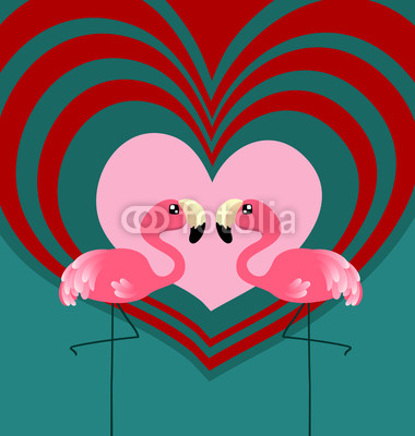 Couple flamingo love