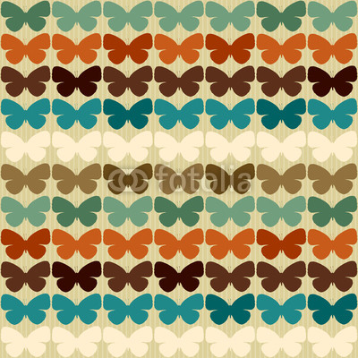 Seamless pattern with butterflies in retro style.