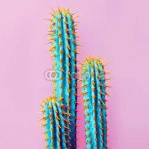 Fototapety Set Neon Cactus. Minimal creative stillife