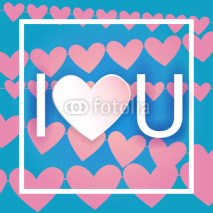Fototapety Valentine Day Gift Card Holiday Love Heart Shape Flat Vector Illustration