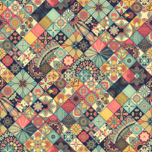 Naklejki Ethnic floral seamless pattern
