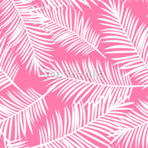 white palm leaves on a pink background exotic seamless pattern v