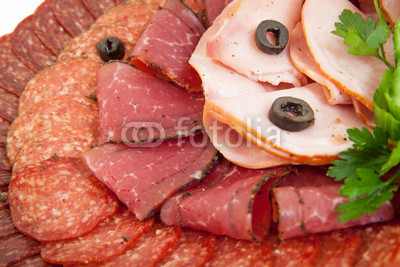 plate of salami, meat delicatessen