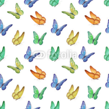 Naklejki Seamless pattern with watercolor butterfly illustrations