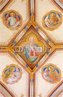 Bratislava - Fresco of Jesus Christ and evangelists - cathedral
