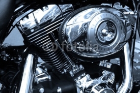 Fototapety Gros plan sur le moteur d'une moto de légende