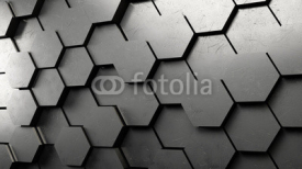 Obrazy i plakaty 3D Hexagon Hintergrund aus Metall