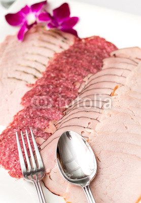 Polish meat products. Composition on the plate.