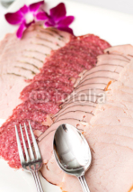 Fototapety Polish meat products. Composition on the plate.