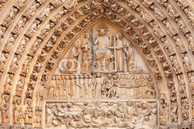 Details of Notre Dame cathedral in Paris, France