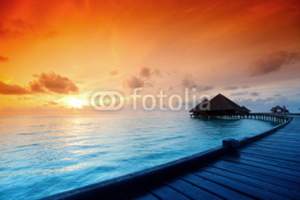 Fototapety maldivian houses on sunrise