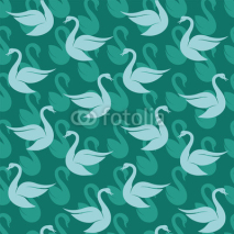 Fototapety Vector seamless pattern with swan on blue background. wallpaper