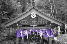 Japanese Shrine with Purple Banner